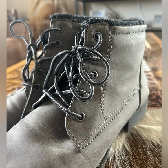 Gray Lace-Up Ankle Boots - Picture 2 of 7